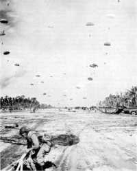 Paratroopers landing on 
Noemfoor