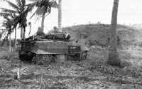 Crew of a light armored car 
M8 prepares to fire on enemy positions in the Labiranan Head sector