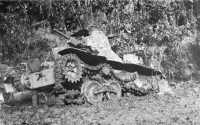 Japanese light tank 
destroyed during the fighting along Highway 2