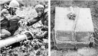Japanese weapons: 320-mm 
(Spigot) Mortar Shell and Satchel Charge