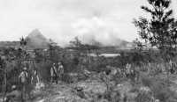 Fighting toward Ie, 
American troops were held up close to the town by strong Japanese positions