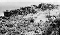 The still smoldering 
reverse slope of Hill 89, where Generals Ushijima and Cho committed suicide