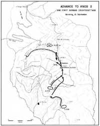 Map 13 Advance to Knob 2 
and First German Counterattack Morning, 15 September 1944
