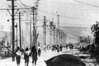 Survivors of the Nagasaki 
bombing returning to the devastated city