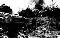 M4 medium flame-thrower 
tank in action on Okinawa, May 1945