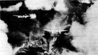 Lockheed P-38’s 
dropping fire bombs near Ipo Dam, Luzon