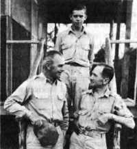 Colonel Copthorne (left) 
with General Waitt at Colonel Copthorne’s Oro Bay quarters in October 1944