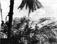 Marines using CWS flame 
thrower on a Tarawa beach