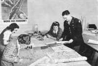 Women compiling foreign map 
information, Army Map Service, January 1943