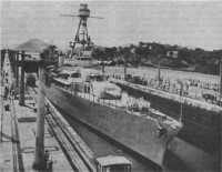 USS Houston southbound 
through Miraflores Locks, Panama Canal