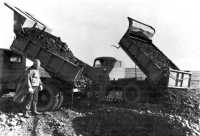 Engineer troops dumping 
fill at Meeks Field, Keflavik