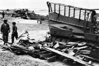 Wrecked and broached 
landing craft at Fedala, French Morocco