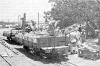 Moving supplies on the 
rebuilt railroad, Noumea