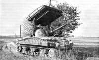 Multiple rocket launcher 
T34 mounted on a Sherman tank