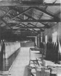 Large-caliber ammunition in 
storage at an ammunition reserve depot, 1940