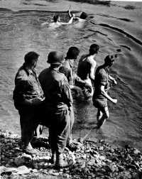 Swimming wire across the 
Moselle River